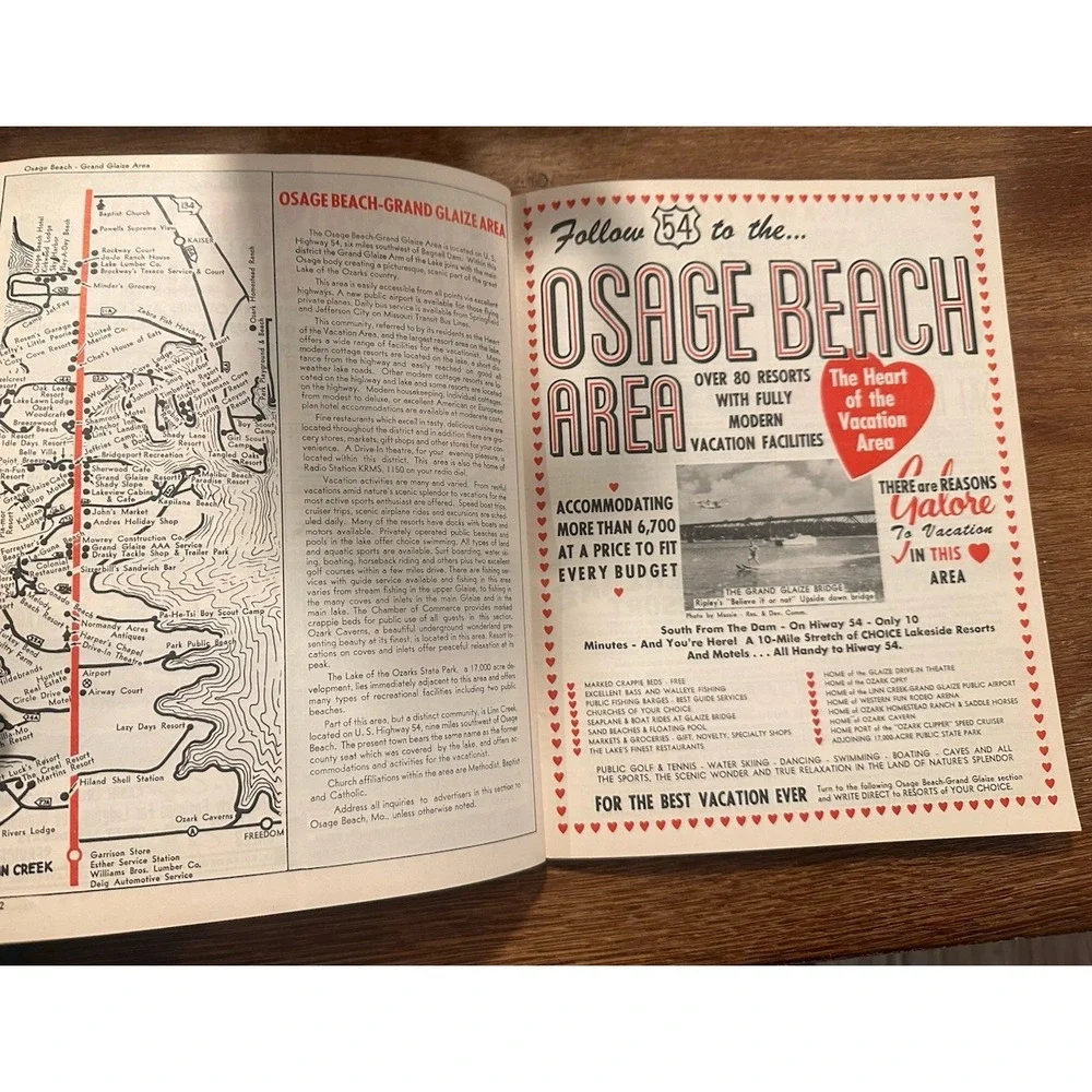Lake of the Ozarks Missouri 1960'sVintage Tourist Book Map 55 Page